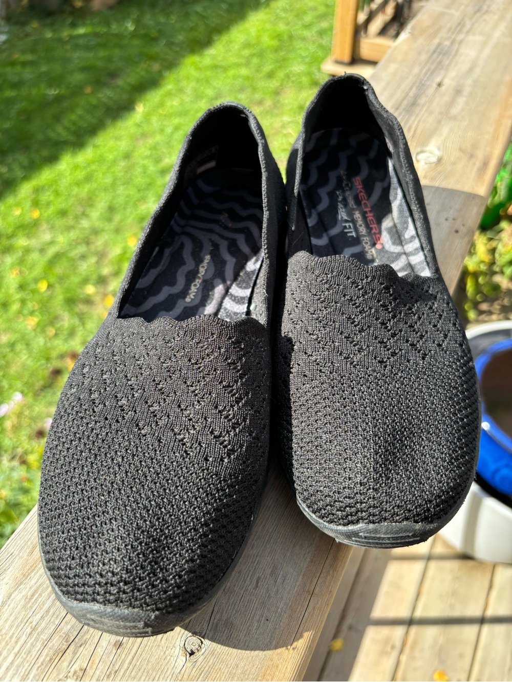 Skechers Black Knit Slip-On Loafers